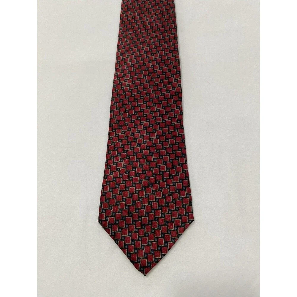Jimmy V Foundation Silk Tie Red Black Gold Geometric Mosaic Stonehenge
